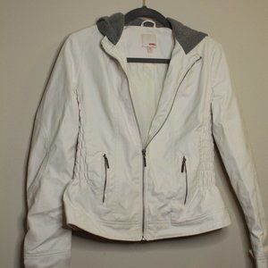 Bongo White Pleather Jacket with Hood